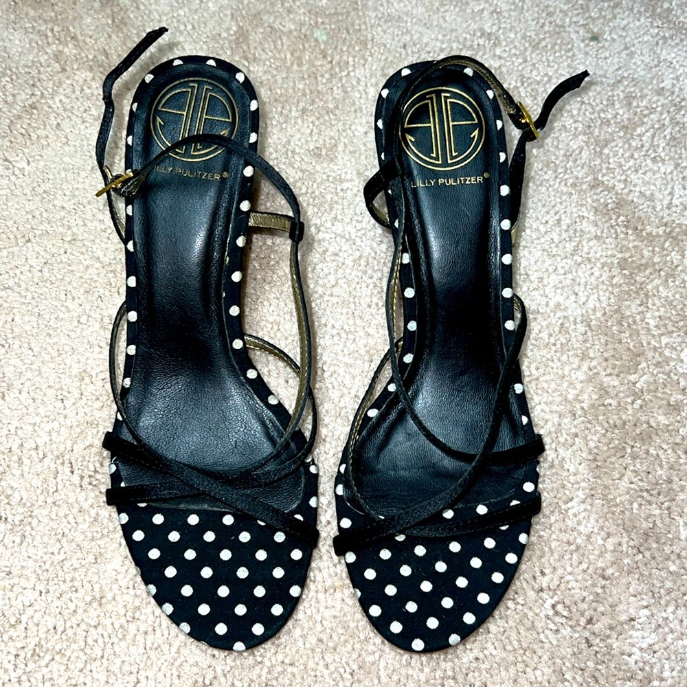 Lilly Pulitzer size 6.5 strapy black heels